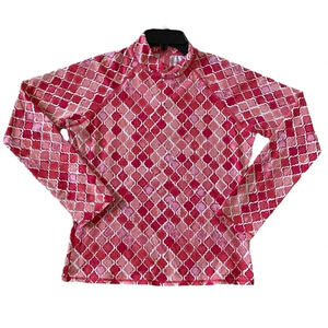Garnet Hill Signature Rashguard Swim Long Sleeve Top in Pink Women’s Size Medium